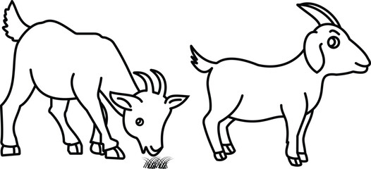 Goat icon, silhouette symbol design. Goat, sheep, lamb line art, Domestic. Vector illustration.