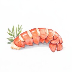 Artistic Composition of Buttered Lobster Tail on White Background