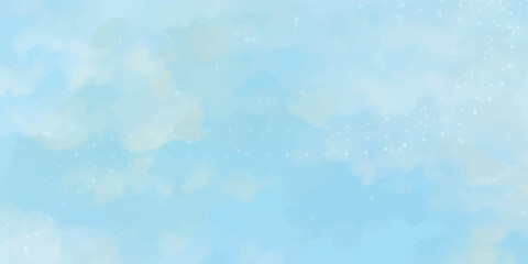 Abstract blue sky and clouds background, Vibrant clear blue sky with puffy and blurry natural clear clouds, watercolor background concept abstract cloudy sky