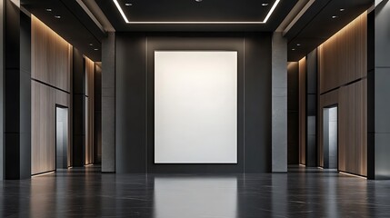 Fototapeta premium Modern Office Lobby 3D Render: Elegant Interior Design with Blank Canvas AI Generated