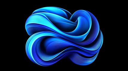 Abstract Blue Liquid Swirl: 3D Render on Black Background AI Generated