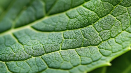 Close-up of vibrant green leaf veins