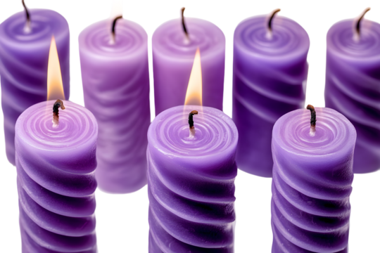 PNG Purple spiral candles elegance, element set on transparent background