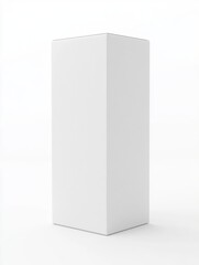Fototapeta premium Blank White Product Packaging Box Mockup Tall Rectangular Design Template for Branding Presentation Isolated on White Background Studio Shot Clean Minimalist Style Perfect for Advertising and 