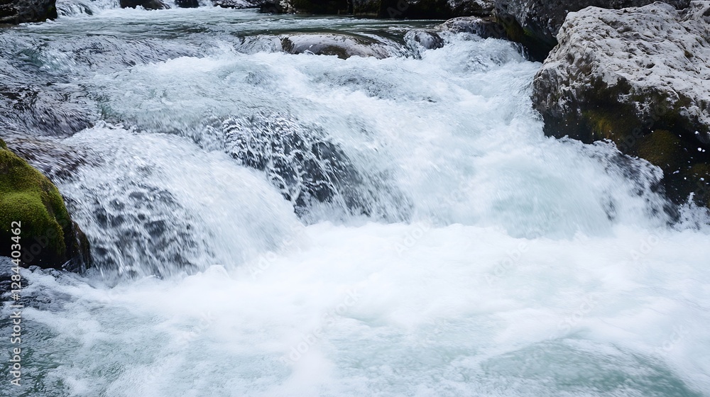 Aufkleber cascading water flows over rocks creating beautiful natural scenery : generative ai