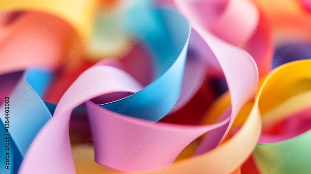 Aufkleber colorful close up of vibrant twisted ribbons in various hues creating a joyful and festive atmospher