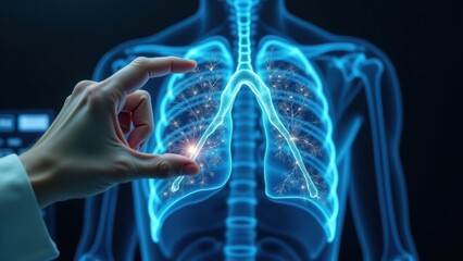 Doctor's gloved hand reveals healthcare ai for precise lung analysis via neural networks.