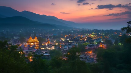 Fototapeta premium Beautiful view of the temple area in the evening