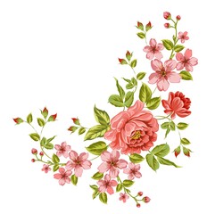 floral background with pink roses