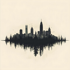 Fototapeta premium Philadelphia skyline emerging from a forest with reflection