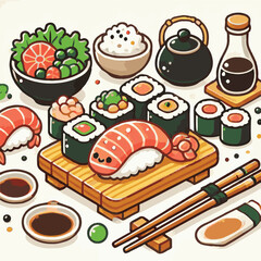 seafood, sushi, gourmet, fresh, delicious, rice, food, traditional, fish, japanese, cuisine, sashimi, maki, asian, tasty, culinary, healthy, salmon, roll, lunch, japan, seaweed, restaurant, dinner, as