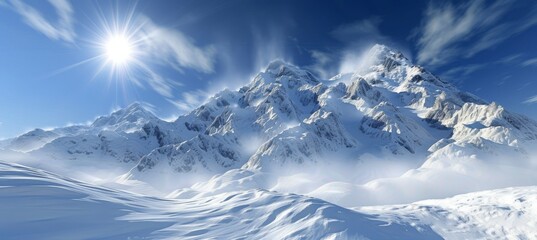 Fototapeta premium Majestic mountain range illuminated by radiant veins of light winding through the peaks