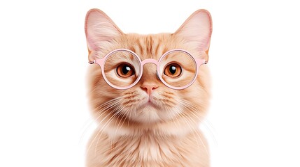 Fototapeta premium Adorable Ginger Kitten Wearing Pink Round Glasses AI Generated