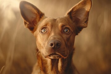 chocolate labrador retriever dog portrait outdoors in spring
