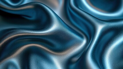 Fototapeta premium Blue silk fabric texture, flowing drapes, studio backdrop