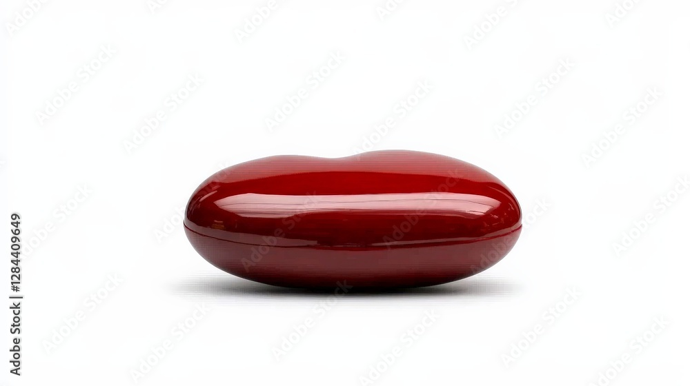 Poster smooth red heart-shaped object on white background for design use