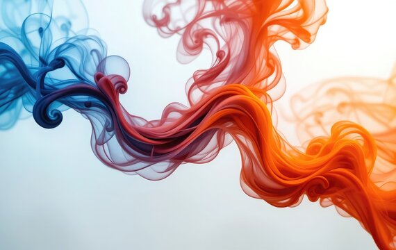 Abstract Smoke Swirls with Dynamic Blue and Orange Colors