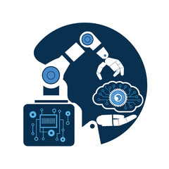 vector Artificial Intelligence model Robot  with ai info-graph design help in business
