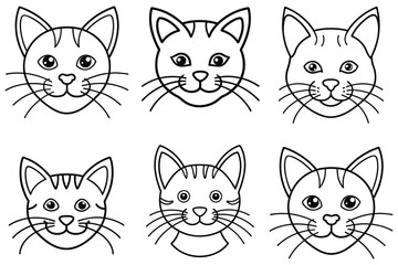 cute cat whiskers ears and nose line icon vector