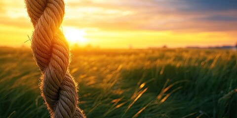 old rope, sunset blurry background