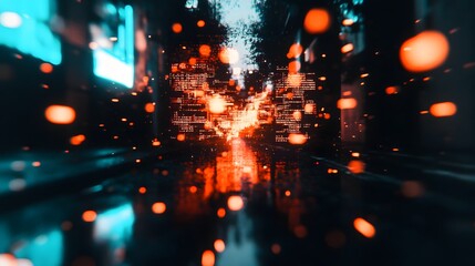 Fototapeta premium Dynamic Abstract Lighting and Bokeh Effects in an Urban Night Scene with Vibrant Colors