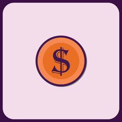 Stylized Dollar Coin Icon Design Element