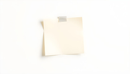 Cream-colored square sticky note taped to a white wall, minimal reminder icon