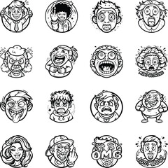 Set of Moods Glyph Style Stickers 