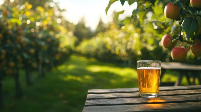Moderate drinking with a glass of cider at an orchard. Featuring freshness and balance