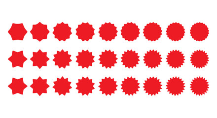 set of stickers in red