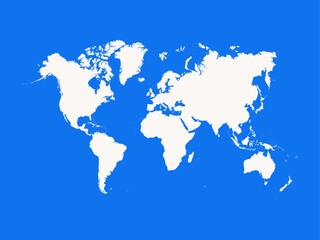 world map on blue background