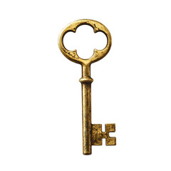 A Golden Key Isolated on Transparent Background