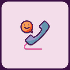 Happy Customer Service Phone Call Icon Illustration