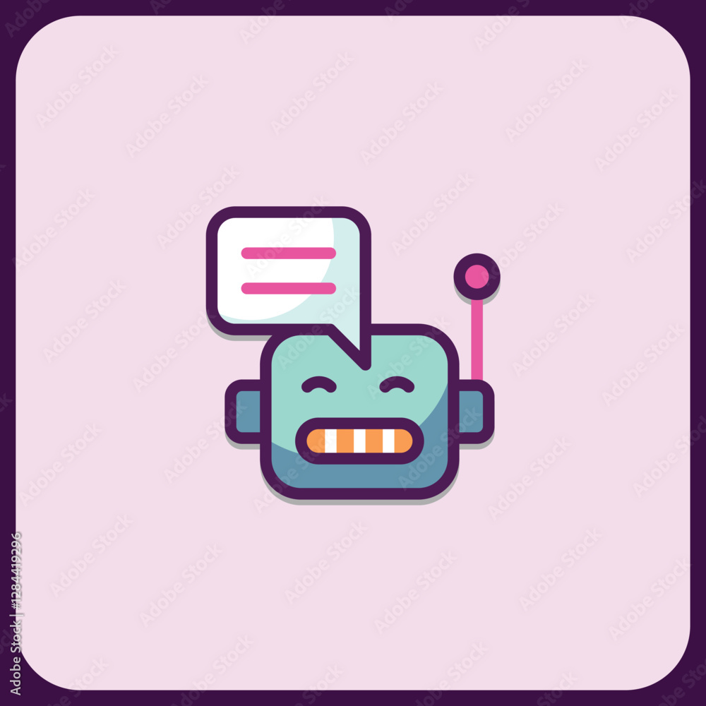 Poster friendly robot chatbot icon design