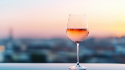 Moderate drinking with a glass of rosé at a rooftop bar. Featuring elegance and balance