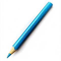 Blue Colored Pencil with Chewed End for Artistic and Stationery Use in Close-Up Detail