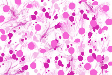 Abstract background, splash of colors. Pink spots and streaks on a white background