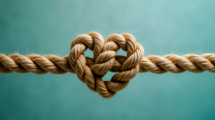 A rope is tied in a knot that looks like a heart