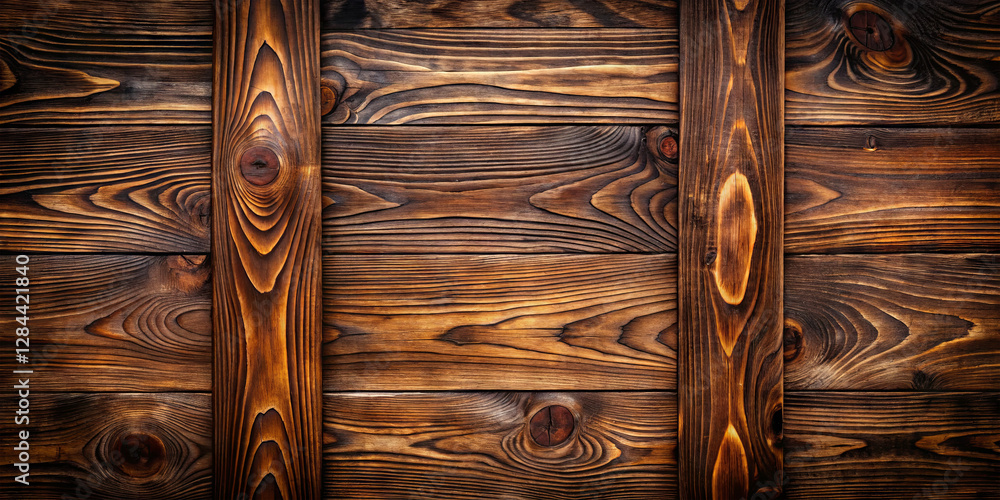 Poster a weathered wooden wall displaying intricate grain patterns and rich tones, creating a warm and invi