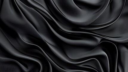 Fototapeta premium Luxurious Black Silk Drape: A 3D Render of Elegant Fabric Flow AI Generated