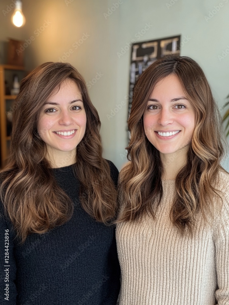 Poster Transformation of hair styling with before and after look showcasing stylistic change and personal expression. Generative AI