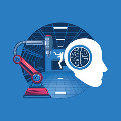 vector Artificial Intelligence model Robot  with ai info-graph design help in business
