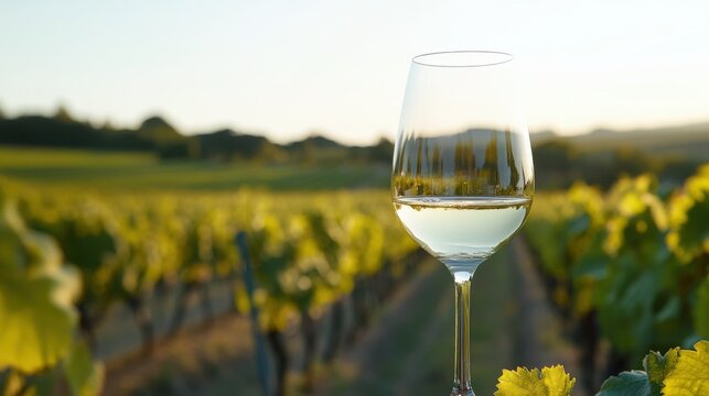 Moderate drinking with a glass of wine at a scenic vineyard. Featuring tranquility and balance