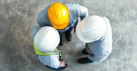 Examination concept. Construction workers discussing plans in a collaborative meeting.