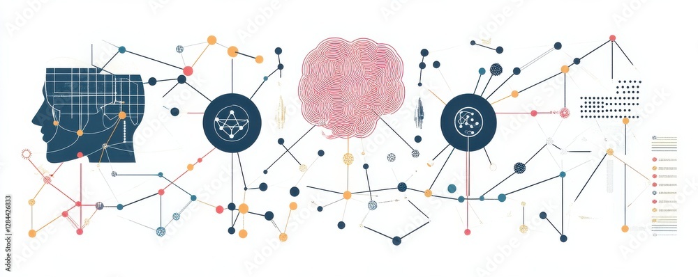 Poster abstract network connecting human brain and global communication nodes