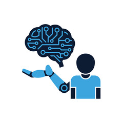 vector Artificial Intelligence model Robot  with ai info-graph design help in business
