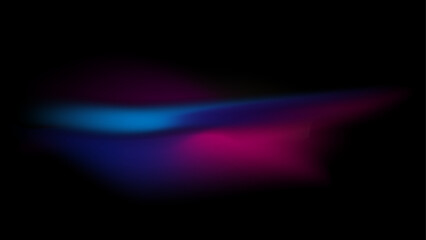 An abstract digital artwork featuring fluid, glowing shapes in vivid blue, magenta, and purple hues, set against a deep black background. The soft, diffused gradients looks etherial