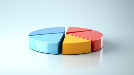Obraz premium Realistic 3D Pie Chart Infographic Breaking into Segments on Isolated Background