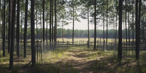 Fototapeta premium Serene Path Through a Pine Forest