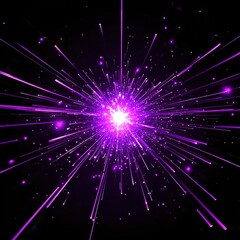 Naklejka premium Black background, purple light rays exploding outward from the center of an explosion effect.